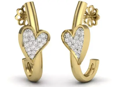 Yellow gold diamond earring-PER-052 DIA 3D print model