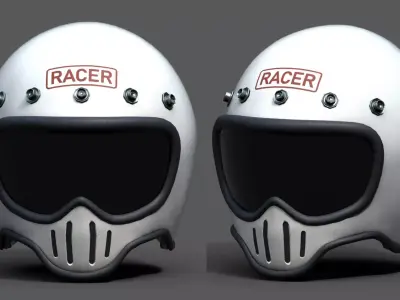 Helmet scifi fantasy pilot military racer bike  Low-poly 3D model