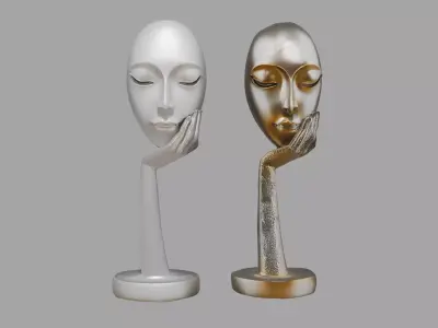 Serene Face Hand Sculpture Set 3D model