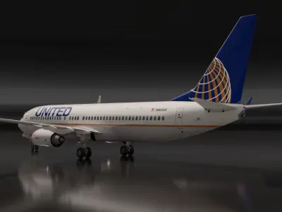  United Airlines Boeing 737 with Cockpit and Cabin 