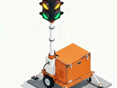 Portable Temporary Traffic Light Signal 3D Model Low-poly 3D model