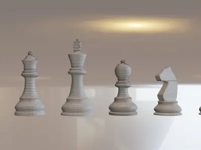 Chess Game Board and Pieces 3D model