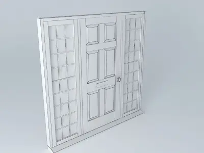 Wide door with glass Free 3D model