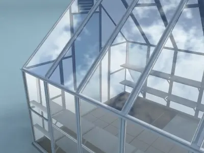 Greenhouse with shelves 3D model