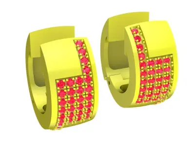 Elegant Pave Diamond Hoop Earrings for Women 5812 3D print model