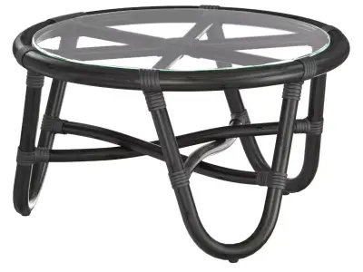 Round rattan table with curved legs 3D model