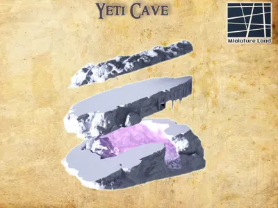 Yeti Cave Tabletop Terrain 28 MM 3D print model
