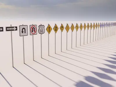 Road Street Traffic Sign Pack 3D model