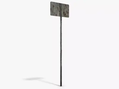 Damaged Go Right Sign Low-poly 3D model