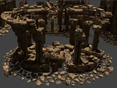 Architectural ruins Low-poly 3D model