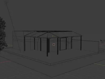 Small industrial storage warehouse exterior Low-poly 3D model