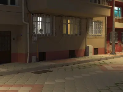 Neighborhood 3d Model street with buildings 3D model