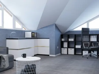 Attic interior scene 3D model