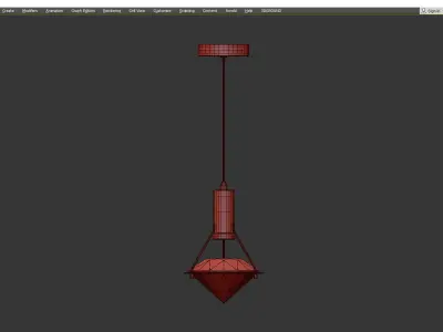 GLASGOW gold chandelier with diamond in middle Low-poly 3D model
