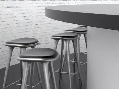 H L S three stools with metal legs 3D model