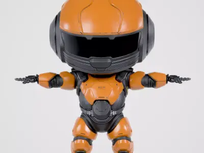 Cute Robot Orange  Low-poly 3D model