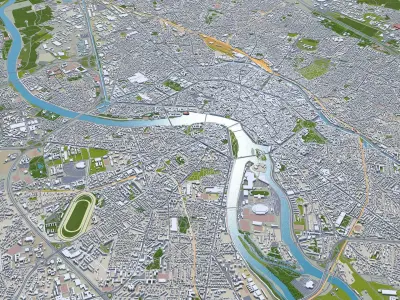 Toulouse France 30km Low-poly 3D model