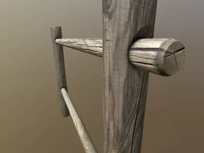 Wooden Fence Low-poly 3D model get