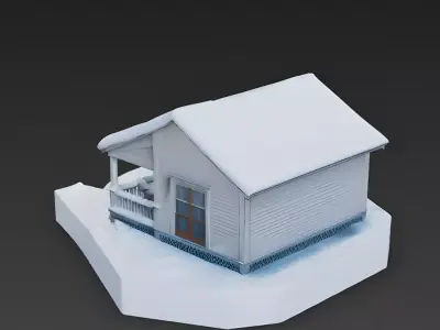 Frozen Abandoned Winter Cottage 3D Model Low-poly 3D model