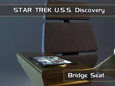Bridge seat from USS Star Trek Discovery starship Low-poly 3D model