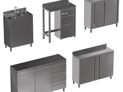 Restaurant Technology Zone Set Low-poly 3D model