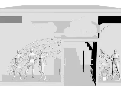 Shop window with colorful clothes 3D model