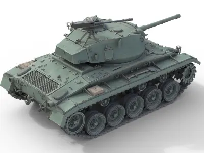 M24 Chaffee American Light Tank Low-poly 3D model