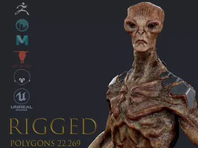 Alien humanoid Low-poly 3D model