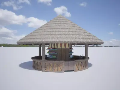 Conical Thathc Roof Pavilion Bar Kiosk 3D model