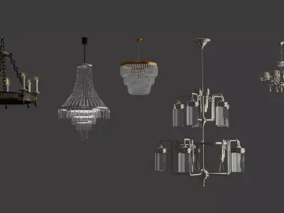 Chandelier 3D model is a high quality Low-poly 3D model
