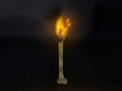 Medieval Bone Torch Low-poly 3D model