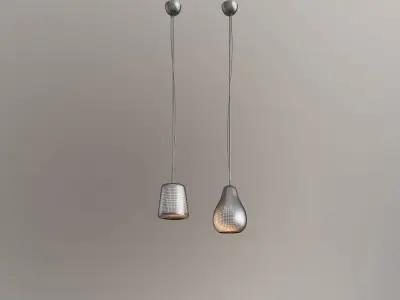 Pendent Collection 3 two pendant lights hanging from wall 3D model