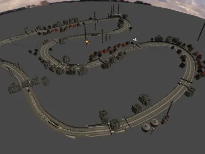 City highway Low-poly 3D model