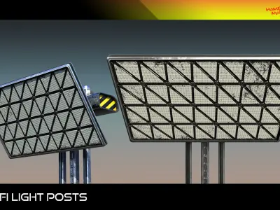 Sci-Fi Light Posts  Low-poly 3D model