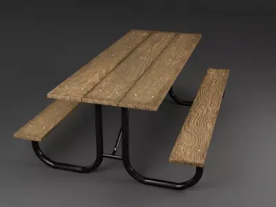 Picnic Table 3D Model Old weathered and new light colored wood 3D model
