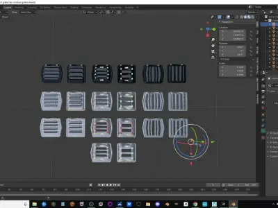 Procedural air conduct grates for sci-fi game or industrial area Low-poly 3D model