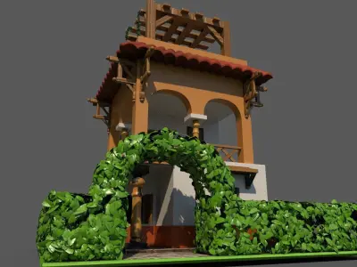 Cartoon house Low-poly 3D model