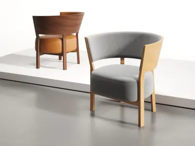 Tosai Lounge Chair with Upholstered Seat and Back 3D model