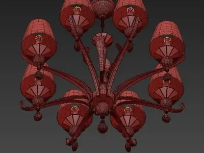 SMUSSO chrome chandelier with crystal shades 3D model