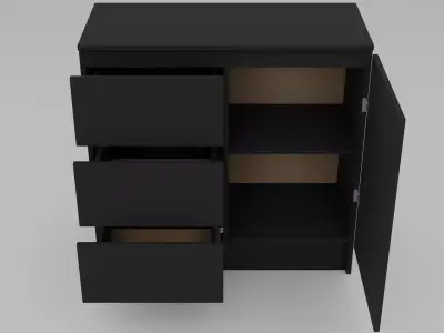 Dresser 2 - Variant 1 of 17 - Black Matte Low-poly 3D model