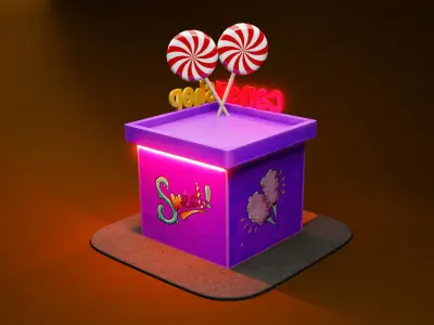 Candy Shop hand painted Blender Low-poly 3D model