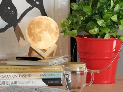Moon Light Lamp Bedroom Decorative Set 01 3D model