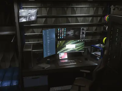 Hacker Hideout Low-poly 3D model