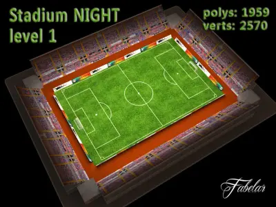 Stadium level 1 Night Low-poly 3D model