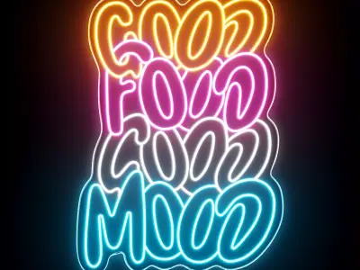 Good Food Good Mood Neon Sign 3D model