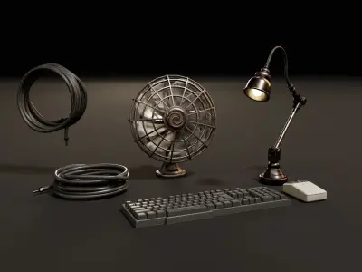 Sci-Fi Desk Accesories Low-poly 3D model