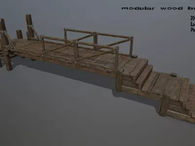 wood bridge Low-poly 3D model