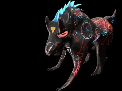 Robo Wolf Sci-Fi Low-poly 3D model