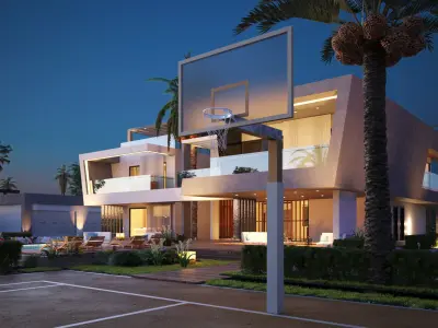 Modern House 3D Scene Environment with Forest Surrounded 3D model