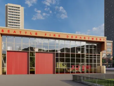 FireStation Building 02 Low-poly 3D model